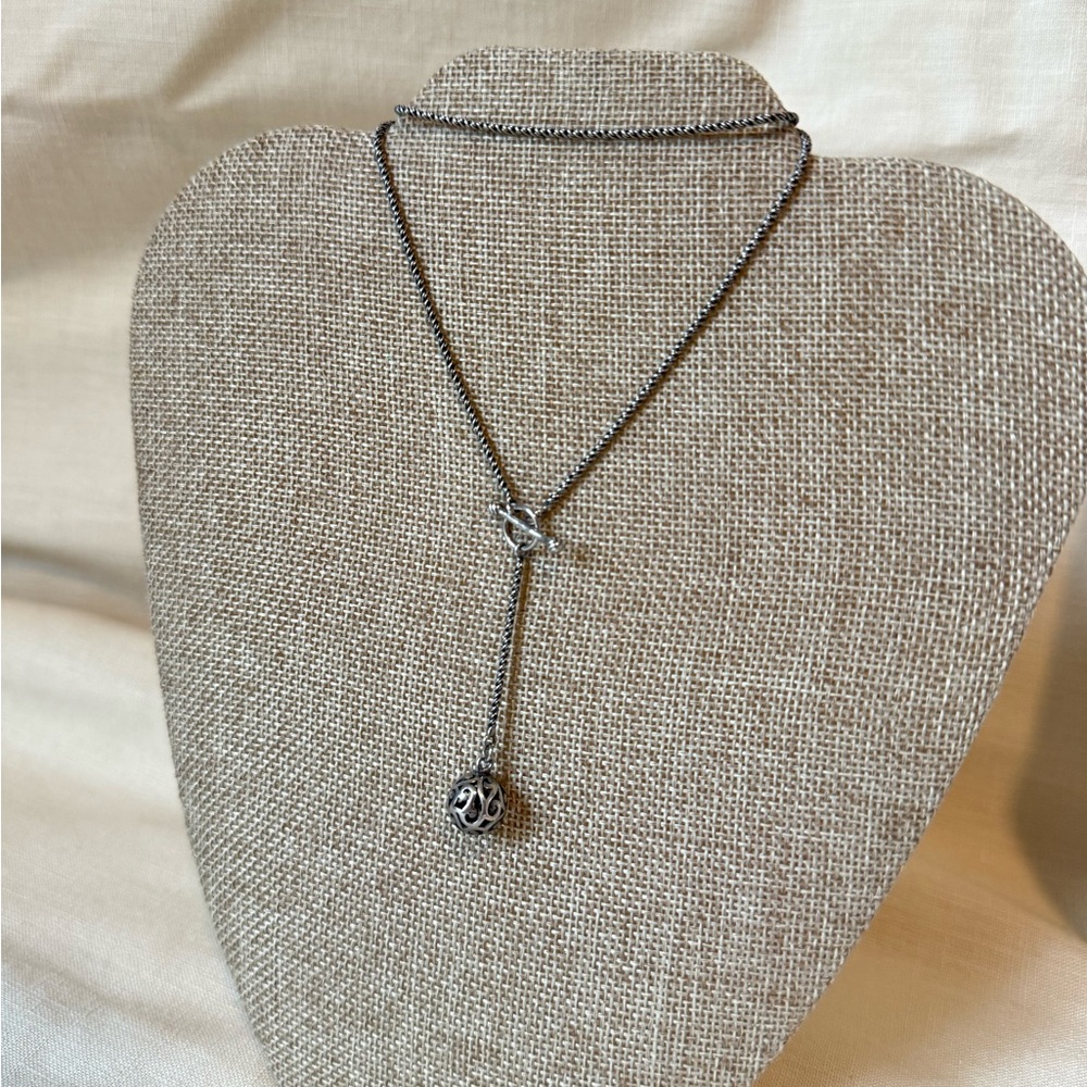 SILPADA STERLING SILVER 925 ornate filigree toggle ball necklace